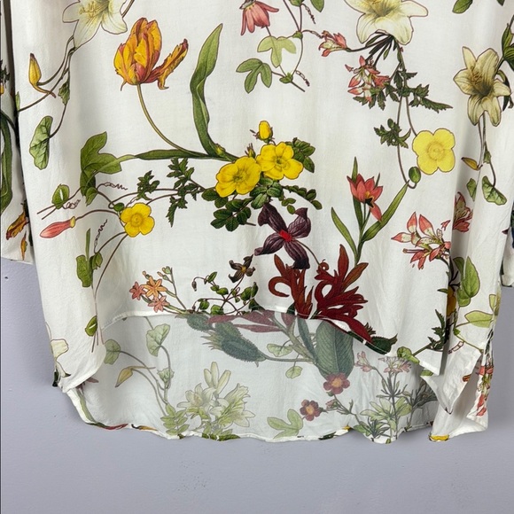 Zara Floral Cream and Yellow Relaxed Blouse Size Large - Picture 6 of 8